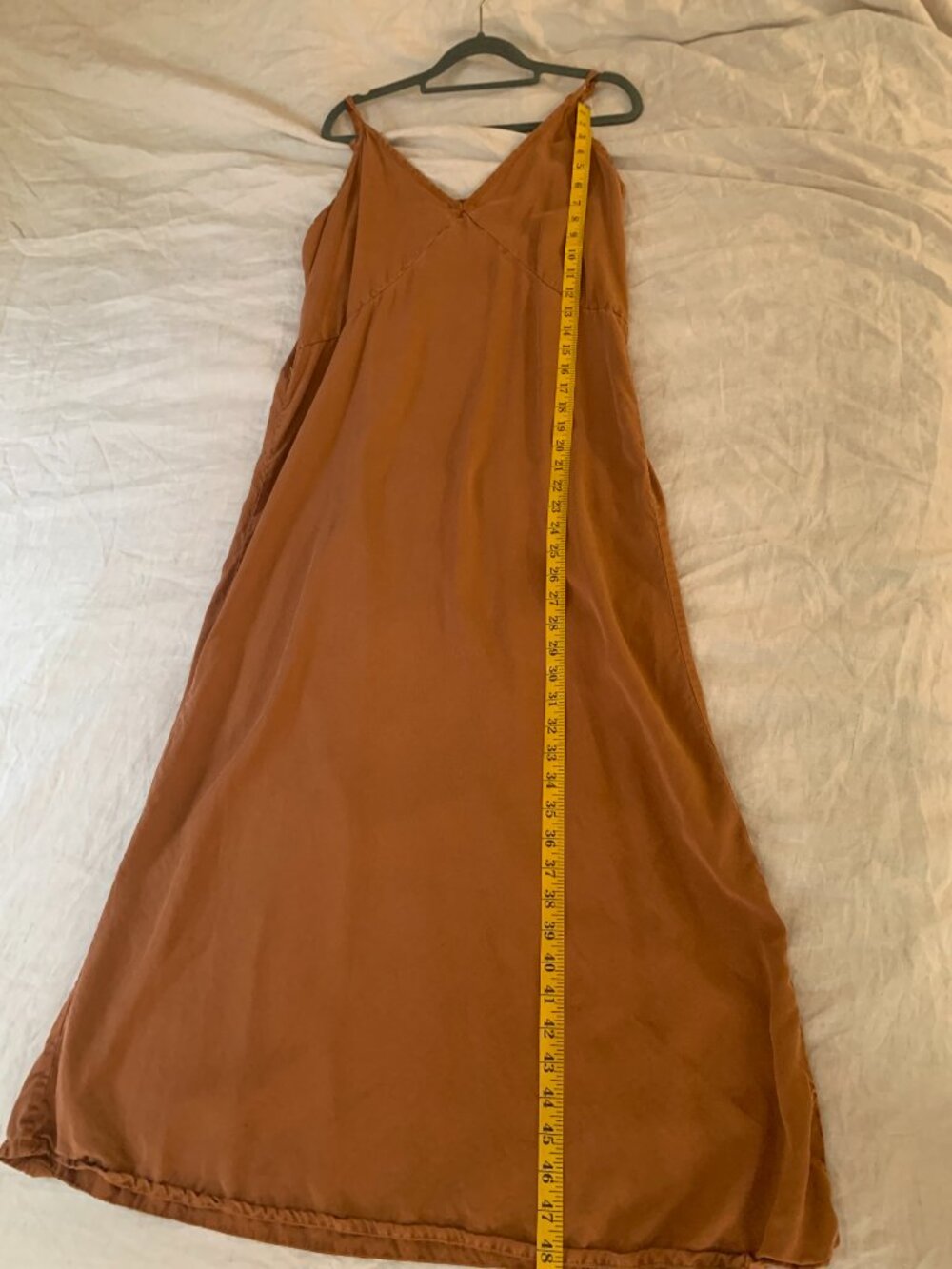 Quince Rust-Brown V-Neck Maxi Slip Dress - Picture 6 of 6